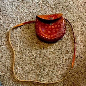 Portland Leather Orange Patterned Crossbody Bag